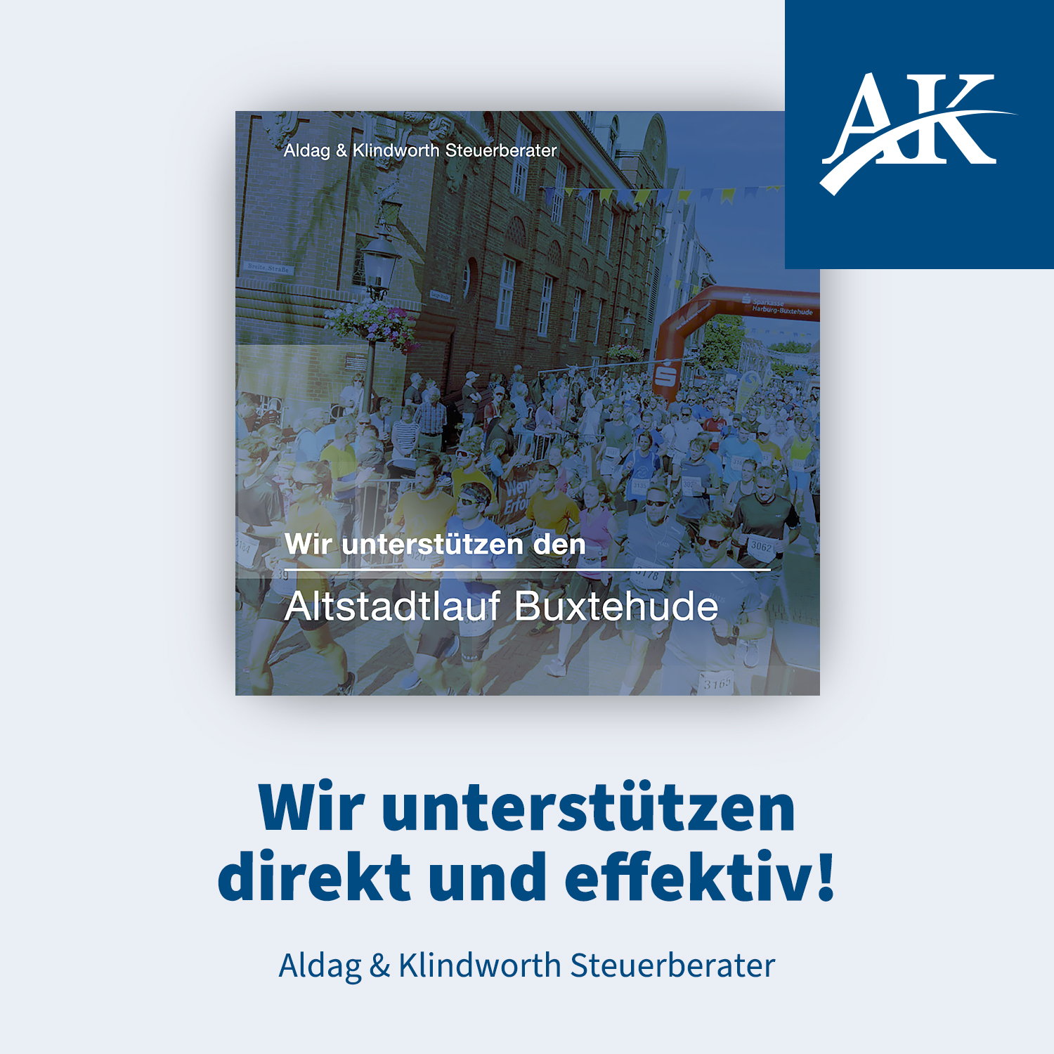 Aldag & Klindworth Steuerberater – Grafikdesign für soziale Medien: Altstadtlauf Buxtehude.